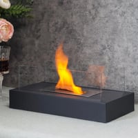 Image 4 of Square Tabletop Fire Bowl Pot with Two-Sided Glass
