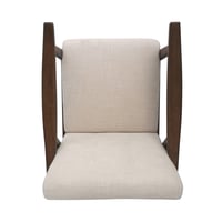 Image 9 of Mid-Century Modern Accent Chair, Tufted Armchair With Beige Upholstery and Brown Frame, 1-Piece