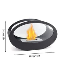 Image 5 of 16x9.5"Black Metal Tabletop Fireplace