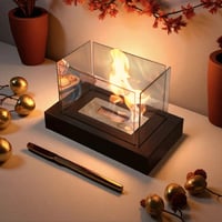 Image 4 of 360° View Rectangular Tabletop Fireplace Fire Bowl With Four-Sided Glass