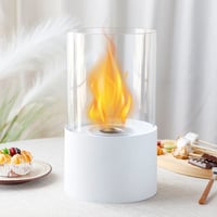 Image 2 of 11.4"H  Round Portable Tabletop Fireplace(white)