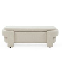 Image 10 of Linen Fabric Upholstered Bench With Large Storage Space for the Living Room, Entryway and Bedroom...