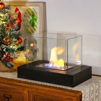 Image 5 of 360° View Rectangular Tabletop Fireplace Fire Bowl With Four-Sided Glass