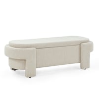 Image 11 of Linen Fabric Upholstered Bench With Large Storage Space for the Living Room, Entryway and Bedroom...