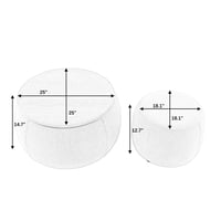 Image 12 of Round Storage Ottoman, Woven Rattan Fabric Ottoman, 2 in 1 Function, Work as End Table and Ottoma...