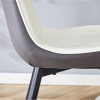 Image 9 of Modern Minimalist Dining Chair Set-White/Dark Gray PU Leather, Metal Legs, 4 Pcs
