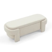 Image 12 of Linen Fabric Upholstered Bench With Large Storage Space for the Living Room, Entryway and Bedroom...