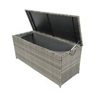 Image 13 of Outdoor Storage Box, 113 Gallon Wicker Patio Deck Boxes With Lid, Outdoor Cushion Storage for Kid...