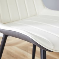 Image 13 of Modern Minimalist Dining Chair Set-White/Dark Gray PU Leather, Metal Legs, 4 Pcs