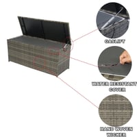Image 16 of Outdoor Storage Box, 113 Gallon Wicker Patio Deck Boxes With Lid, Outdoor Cushion Storage for Kid...
