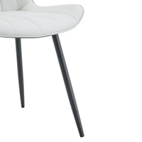 Image 14 of Modern Minimalist Dining Chair Set-White/Dark Gray PU Leather, Metal Legs, 4 Pcs