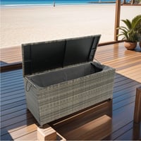 Image 20 of Outdoor Storage Box, 113 Gallon Wicker Patio Deck Boxes With Lid, Outdoor Cushion Storage for Kid...