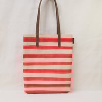 Image 3 of Stripes Soft Tote warm red orange and brown