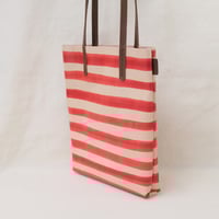 Image 4 of Stripes Soft Tote warm red orange and brown