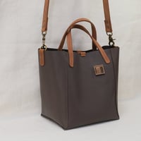 Image 2 of 3-Panel Two-way Tote in pebbled warm gray