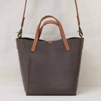 Image 3 of 3-Panel Two-way Tote in pebbled warm gray