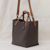 Image 4 of 3-Panel Two-way Tote in pebbled warm gray