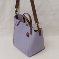 Image 5 of 3-Panel Two-way Tote in pebbled light lavender