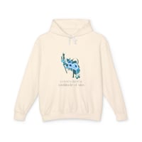 Image 1 of Floral Scripture Hoodie - "You Shall Be Like a Watered Garden" Blue Rose Hoodie