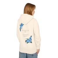 Image 4 of Floral Scripture Hoodie - "You Shall Be Like a Watered Garden" Blue Rose Hoodie