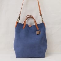 Image 1 of Suede Two-way Tote in blue