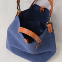Image 6 of Suede Two-way Tote in blue