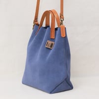 Image 4 of Suede Two-way Tote in blue