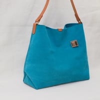 Image 2 of Suede Single Sling Big Tote in aqua