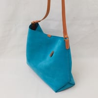 Image 5 of Suede Single Sling Big Tote in aqua