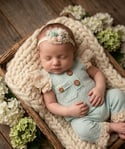 The Marine Blossom: Ivory & Sage Baby Headband | Pily Flowers