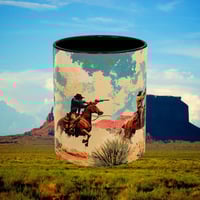 Image 1 of Southwestern Cowboy Coffee Mug, Western Old West Ceramic Cup, Rancher Southwest Tea Cup, Ro-cffa313e