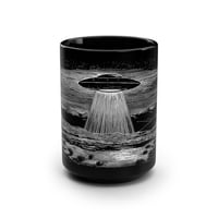 Image 1 of UFO Abduction Scene Mug | Black 15oz Ceramic