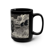Image 2 of American bison linocut Black Mug, 15oz