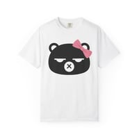 Image 1 of Grumpy Bear Face with Pink Bow T-Shirt | Cute Kawaii Animal Tee
