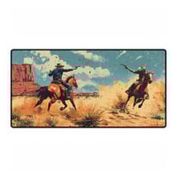Image 1 of Cowboy Shootout Southwest Desk Mat, Western Gaming Pad, Wild West Office Decor, Southwestern Compute