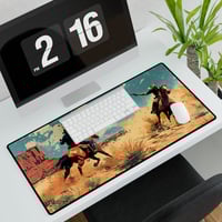 Image 3 of Cowboy Shootout Southwest Desk Mat, Western Gaming Pad, Wild West Office Decor, Southwestern Compute