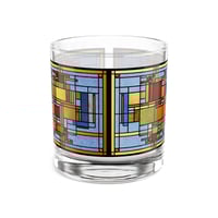 Image 1 of Artistic Rocks Glass, Frank Lloyd Wright Inspired Stained Glass Home Bar Gift, Modern Cocktail Glass