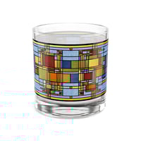 Image 2 of Artistic Rocks Glass, Frank Lloyd Wright Inspired Stained Glass Home Bar Gift, Modern Cocktail Glass