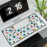 Image 3 of Memphis Pattern Desk Mat, Retro 80s 90s Design for Home Office Workspace, Alternative Names: Mouse P