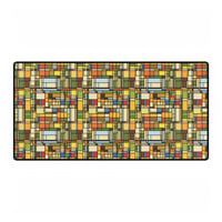 Image 1 of Stained Glass Desk Mat, Mouse Pad, Architectural Desk Mat, Geometric Office Decor, Frank Loyd Wright