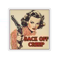 Image 1 of Back off creep vintage Die-Cut Sticker, women with gun