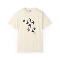 Image 1 of Swallow Flock T-shirt | Minimal Bird Tee, Flight Silhouette Shirt