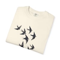 Image 3 of Swallow Flock T-shirt | Minimal Bird Tee, Flight Silhouette Shirt