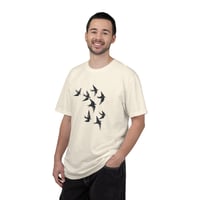 Image 4 of Swallow Flock T-shirt | Minimal Bird Tee, Flight Silhouette Shirt