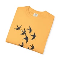 Image 6 of Swallow Flock T-shirt | Minimal Bird Tee, Flight Silhouette Shirt