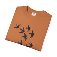 Image 9 of Swallow Flock T-shirt | Minimal Bird Tee, Flight Silhouette Shirt