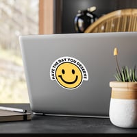 Image 10 of Smiley Face Kiss-Cut Vinyl Decal, have the day you deserve, Yellow Decal