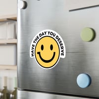 Image 12 of Smiley Face Kiss-Cut Vinyl Decal, have the day you deserve, Yellow Decal