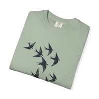 Image 15 of Swallow Flock T-shirt | Minimal Bird Tee, Flight Silhouette Shirt