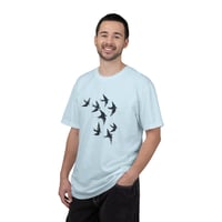 Image 22 of Swallow Flock T-shirt | Minimal Bird Tee, Flight Silhouette Shirt